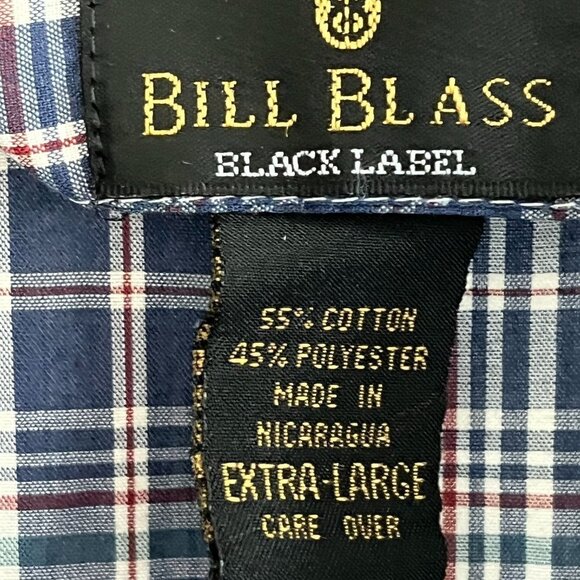 VINTAGE Bill Blass Dress Shirt Mens Size XL Blue Check Plaid Button Up - Picture 3 of 6